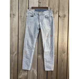 Polo Ralph Lauren Paint Splatter  Jeans Womens 26x25 Crop Skinny Denim